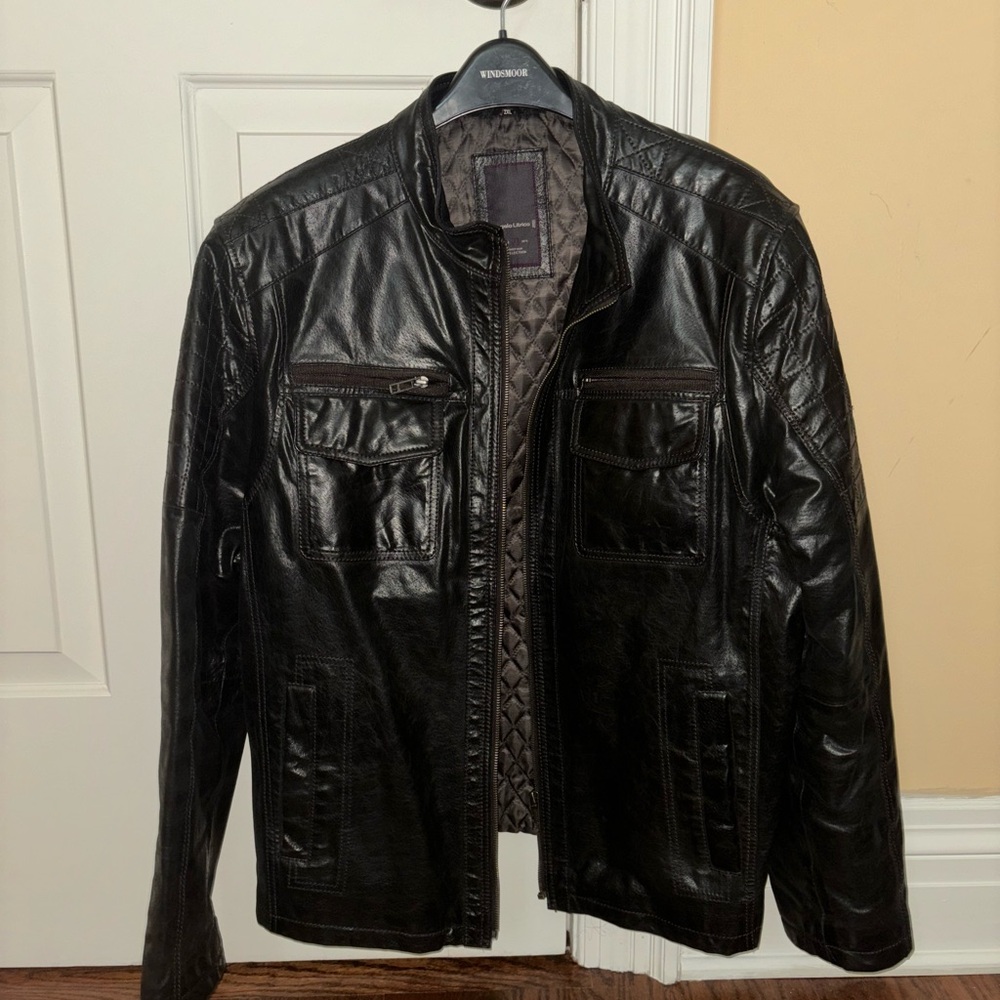 angelo litrico vintage leather jacket - size 2XL